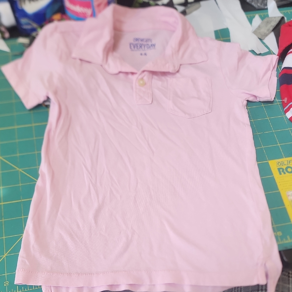 Sz 4/5 Crewcuts Light Pink Cotton Polo with Chest Pocket